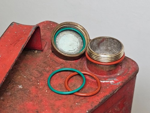 Old petrol fuel can seals - old,