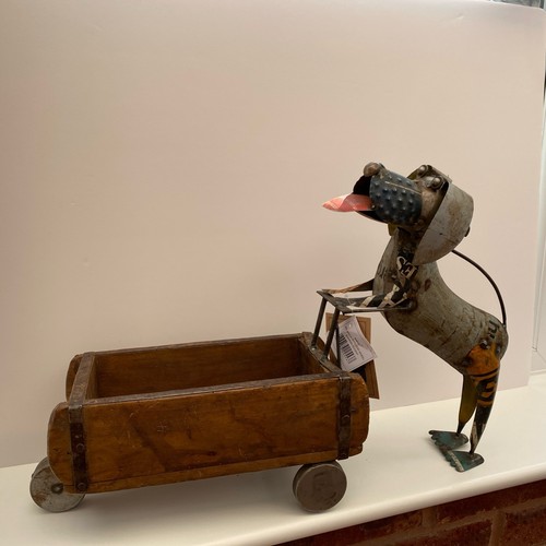 Rustic vintage wheelbarrow dog - rustic,