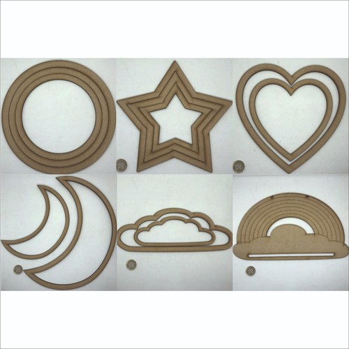 Wooden shape macrame heart - x2,