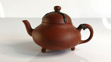 Yixing Purple Clay Teapot Miniature Hand Formed Signed Chinese Hand Formed Pot