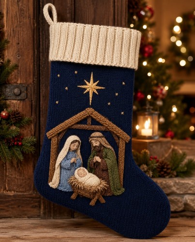 Nativity christmas stocking - christmas, dk