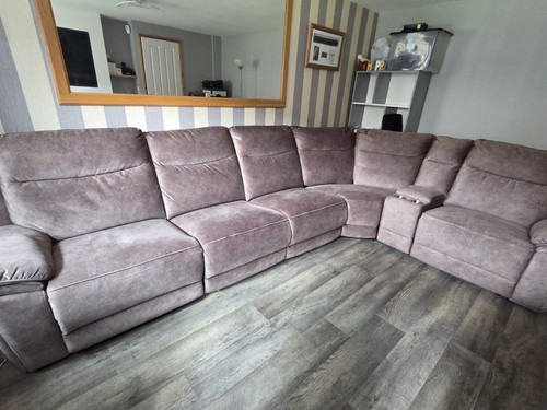 Grey faux suede corner sofa - grey,
