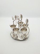 Gorgeous Victorian Silver-Plated Lily Pad Egg Cruet Set for Five – circa 1890