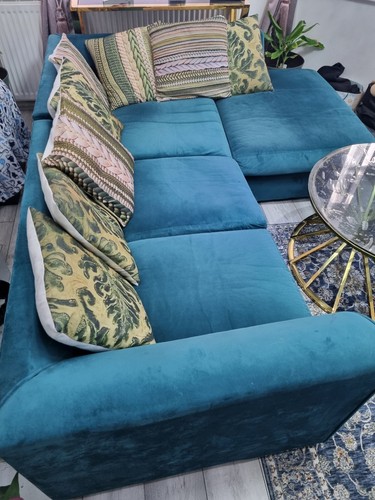 Blue velvet shaped - blue, corner