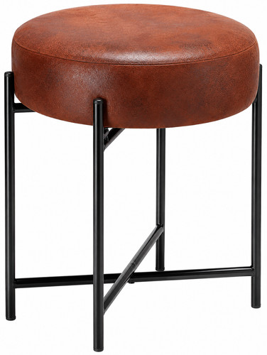 Small brown leather stool - brown,
