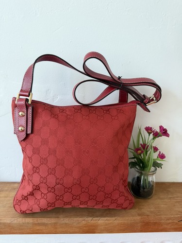 Gucci red canvas crossbody - gg,