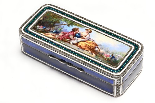 Antique silver blue enamel - blue,