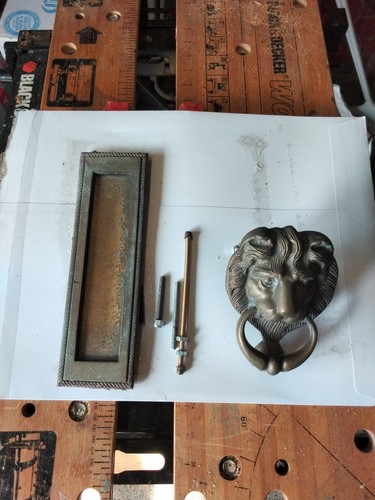 Vintage brass lion head door - brass,