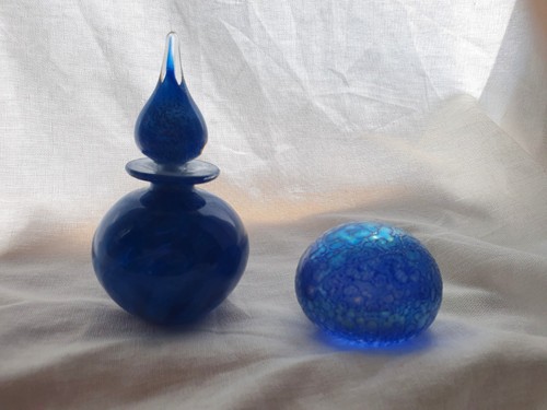 Vintage art glass blue perfume - vintage,
