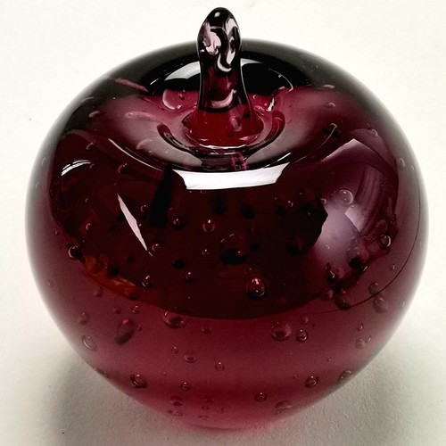 Aubergine art glass apple - art,
