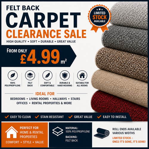 Felt back carpet - felt, clearance