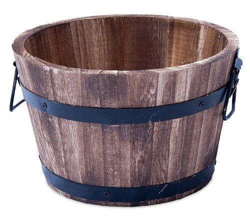Wooden barrel planter - wooden,