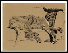 IRISH WOLFHOUND SLEEPING DOG VINTAGE STYLE DOG ART PRINT POSTER