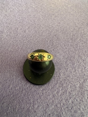 9ct gold gypsy emerald ring - gold,