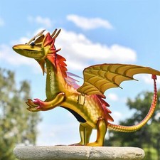 Gold Metal Baby Dragon Garden Sculpture Outdoor Ornament