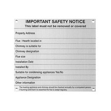 Chimney Notice/Data Plate