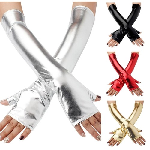 Gold silver metallic gloves - metallic,