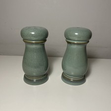 Denby Regency Green Salt & Pepper Shakers Set Pair 10cm Tall Cruet excellent 