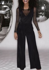 BRAVISSIMO Black Mesh Insert Jumpsuit Party Evening Wedding Holiday  BR186