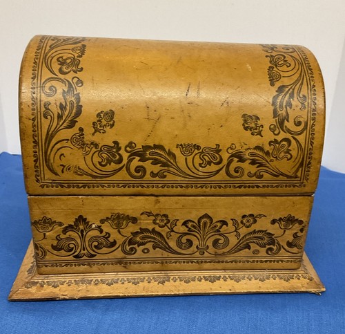 Antique leather box dome - box,