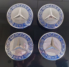 Set of 4 x Mercedes Centre Caps 75mm (Blue)