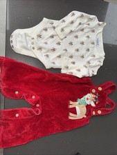 Jojo Maman Bebe 3-6 Months Christmas Dungarees And Vest Set Unisex