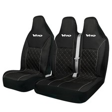 FOR MERCEDES VITO - LUXURY QUILTED GREY PIPING VAN SEAT COVERS 2+1
