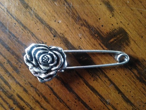 Silver rose stock tie pin - stock,