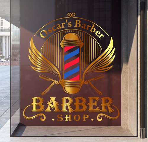 Barber shop window - window, sticker
