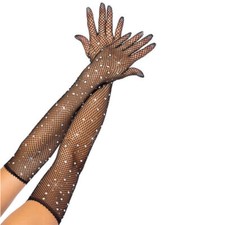 Mesh Gloves Fishnet Crystal