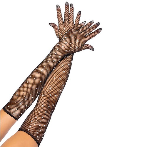 Mesh gloves fishnet crystal - mesh,