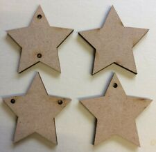 MDF Stars Shapes Wooden Craft Blank Embellishments - Hanging Hole Options
