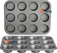 Amazon Basics Nonstick Round Carbon Steel Muffin Pan 2-pack Grey