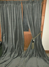 Cotton Velvet Curtains. Green