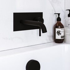 Matt Black Wall Mounted Bath Tap With Backing Plate - Arissa ARMBWMWBP