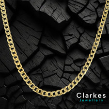 9ct Gold Filled Solid Italian Curb Cuban Necklace Chain 22" 8mm