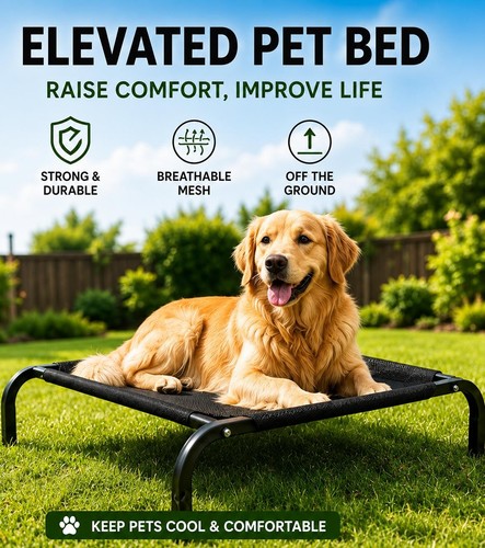 Elevated pet bed raised - elevated,