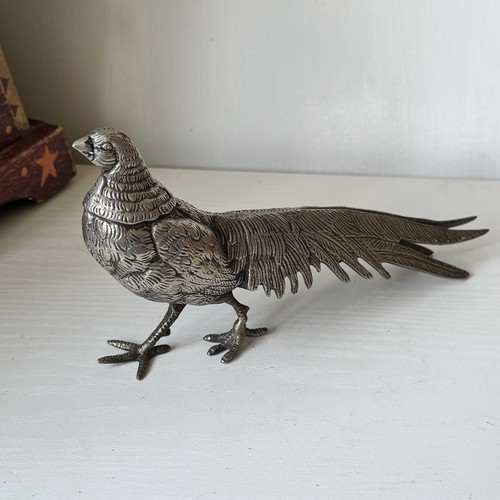 Vintage silver plate pheasant - silver,