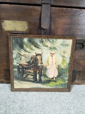 Horse Lady Figure Original Oil