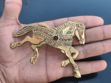 RARE VINTAGE BRASS CAROUSEL HORSE DECORATIVE ESCUTCHEON PULL WEIGHT 90g