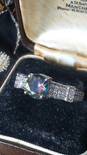 Vintage 1990-s Mystic Topaz  Sterling Silver Ring Size UK R 1/2 US 8 3/4