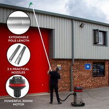 Gutter Vacuum Pole Kit Long Reach Drain Pipe Cleaning & 80L Wet & Dry Hoover
