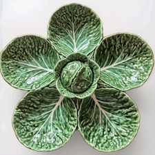 Olfaire 5660 5 Section Cabbage Serving Plate Platter Dip Green Vintage Bordallo