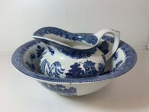 Maling willow pattern jug and - maling,