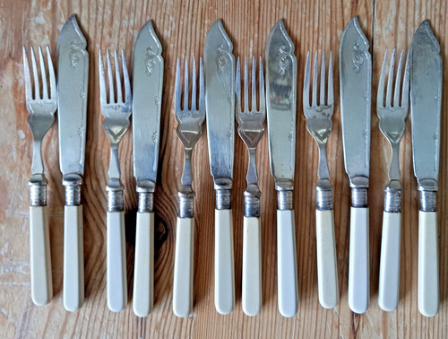 Vintage cutlery set fish - vintage,