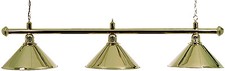 POOL TABLE LIGHTING POLISHED BRASS BAR WITH 3 POLISHED BRASS SHADES##