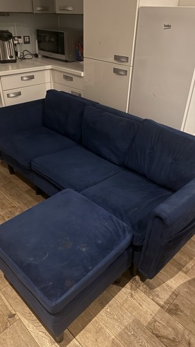 Blue fabric modern sofa - blue,