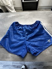 adidas originals shiny nylon sprinter shorts vintage Medium Blue Yugoslavia Rare