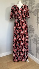 Somerset By Alice Temperley Wrap Style Maxi Dress Floral Black Red Size 10