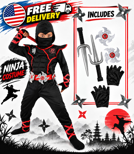 Black deluxe ninja costume for - ninja,